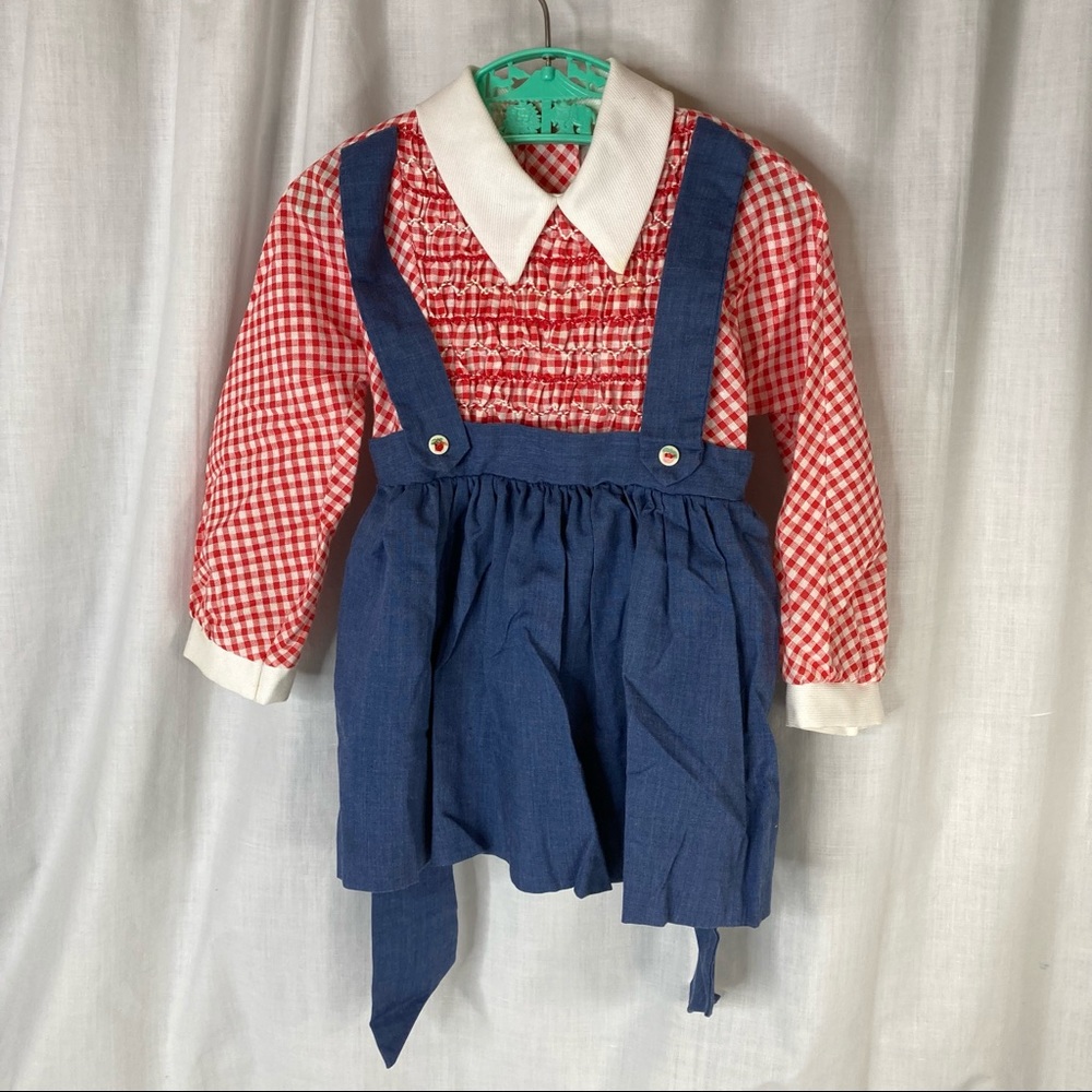 Vintage Polly Flinders Raggedy Ann Smocked Dress 4T Pinafore Cottage Costume